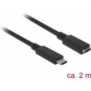 DeLOCK-85542-SuperSpeed-USB-2m-USB-C-USB-C-Mannelijk-Vrouwelijk-Zwart-USB-kabel