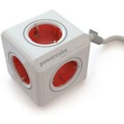 Allocacoc-Powercube-Stekkerdoos-5-voudig-snoer-1-5m-wit-rood