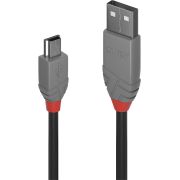 Lindy 36721 Anthra Line USB-kabel 0,5 m USB A Mini-USB B Mannelijk Zwart, Grijs