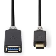 Nedis Kabel USB 3.0 | Type-C male - A female | 0,15 m | Antraciet [CCBW61710AT015]