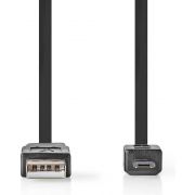 Nedis Platte USB 2.0-Kabel | A Male - Micro-B Male | 1,0 m | Zwart [CCGP60410BK10]