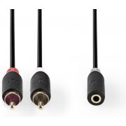 Nedis Stereo audiokabel | 2x RCA male - 3,5 mm female | 0,2 m | Antraciet [CABW22255AT02]