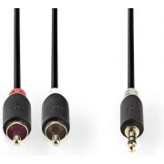 Nedis Stereo audiokabel | 3,5 mm male - 2x RCA male | 1,0 m | Antraciet [CABW22200AT10]