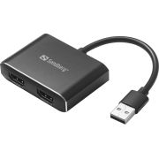 Sandberg-134-35-video-kabel-adapter-USB-Type-A-2-x-HDMI-Zwart