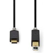 Nedis-USB-Kabel-USB-2-0-USB-C-copy-Male-USB-B-Male-480-Mbps-Verguld-2-00-m-Rond-PVC-Antrac