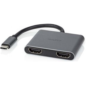 Nedis USB Multi-Port Adapter | USB 3.2 Gen 1 | USB-C© Male | 2x HDMI© | 0.10 m | Rond | Vernikkeld | P