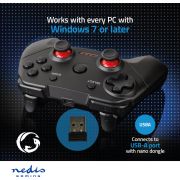 Nedis-Gamepad-Draadloos-Batterij-Gevoed-PC-Aantal-knoppen-11-Kabellengte-1-00-m-Zwart