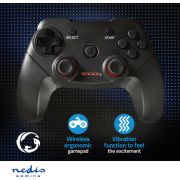 Nedis-Gamepad-Draadloos-Batterij-Gevoed-PC-Aantal-knoppen-11-Kabellengte-1-00-m-Zwart