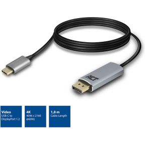 ACT USB-C naar DisplayPort male kabel 1,8m 4K @ 60Hz
