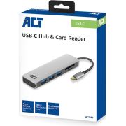 ACT-USB-C-Hub-met-USB-A-Kaartlezer-USB-C-female-met-PD-Pass-Through-poort-55W