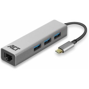 ACT USB-C Hub en Ethernet Adapter met USB-A