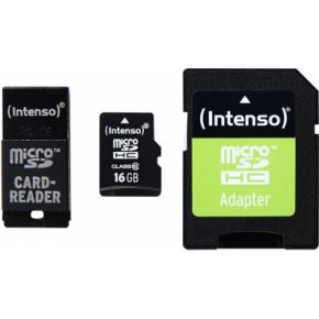 Image of Intenso 16GB MicroSD, SD + USB Adapter