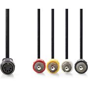 Nedis DIN-Audiokabel | DIN 5-Pins Female | 4x RCA Male | Vernikkeld | 0.20 m | Rond | PVC | Zwart | Label