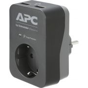 APC-PME1WU2B-GR-netstekker-adapter-Zwart-Grijs