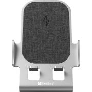 Sandberg-Wireless-Charger-Stand-15W-Alu-Smartphone-Grijs-USB-Draadloos-opladen-Snel-opladen-Binnen