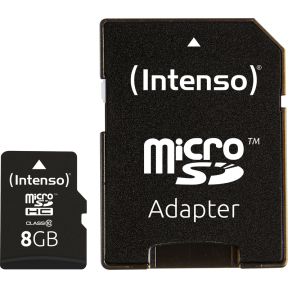 Image of Intenso 8 GB MicroSDHC-kaart 8 GB microSDHC-kaart Class 10 incl. SD-adapter
