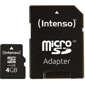 Image of Intenso 4 GB MicroSDHC-geheugenkaart 4 GB microSDHC-kaart Class 10 incl. SD-adapter