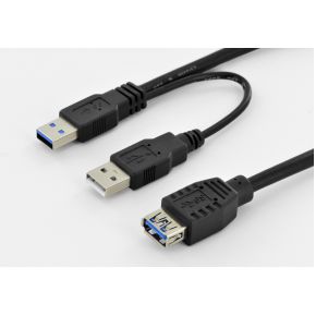 Image of ASSMANN Electronic 2 x USB A/USB A M/F 0.3m 0.3m USB A 2 x USB A Zwart