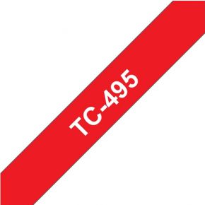 Image of Brother Gloss Laminated Labelling Tape - 9mm, White/Red