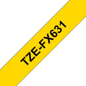 Image of Brother FLEXIBAND TZ-FX 631 Labeltape flexibel Tapekleur: Geel Tekstkleur:Zwart 12 mm 8 m