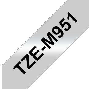 Image of Brother TZe-M951 Labeltape metallic Tapekleur: Zilver Tekstkleur:Zwart 24 mm 8 m