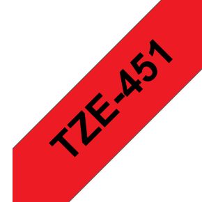 Image of Brother TZe-451 Labeltape Tapekleur: Rood Tekstkleur:Zwart 24 mm 8 m