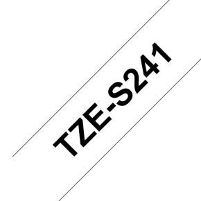 Image of Brother TZe-S241 Labeltape extra sterk klevend Tapekleur: Wit Tekstkleur:Zwart 18 mm 8 m