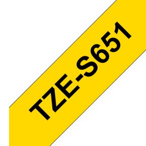 Image of Brother TZE-S651 - 24 mm Black on yellow
