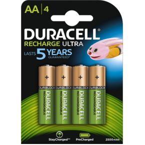 Image of 4 x AA Duracell oplaadbaar - Ultra - Stays Charged - 2500mAh