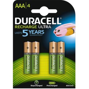 Image of 4 x AAA Duracell oplaadbaar - Ultra - Stays Charged - 850mAh
