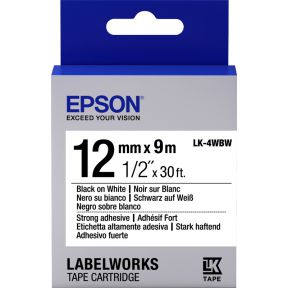 Image of Epson Label Cart Strong Adh LK-4WBW BK/WH 12mm