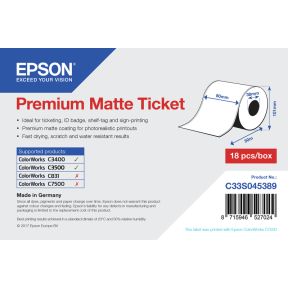 Image of Epson Premium Matte Ticket Roll, 80mm x 50m