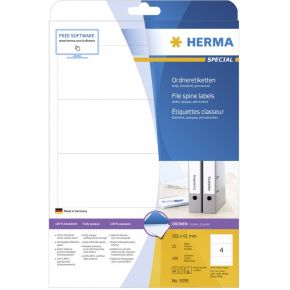 Image of Herma 5095 Etiketten (A4) 61 x 192 mm Papier Wit 100 stuks Permanent Ordneretiketten Inkt, Laser, Kopie