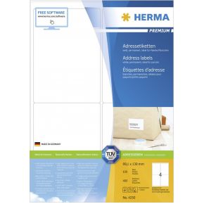 Image of HERMA Adress-etiketten wit 99.1x139 Premium A4 400 st.