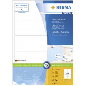 Image of HERMA Adress-etiketten wit 99.1x57 Premium A4 1000 st.