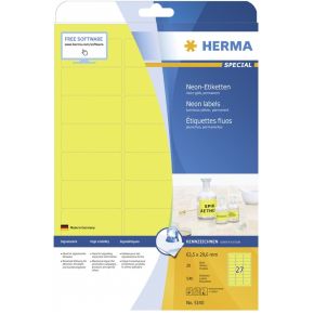 Image of HERMA Etiketten neon-geel 63.5x29.6 A4 540 st.