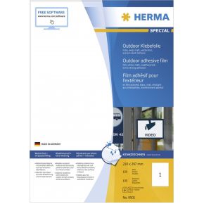 Image of Herma 9501 Etiketten (A4) 210 x 297 mm Polyethyleen folie Wit 50 stuks Permanent Universele etiketten, Weerbestendige etiketten Laser, Kopie