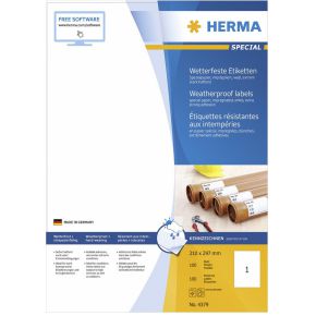Image of HERMA Etiketten papier weerbestendig wit 210x297 A4 LC