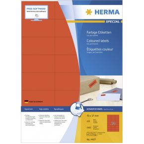 Image of HERMA Etiketten rood 70x37 A4 2400 st.