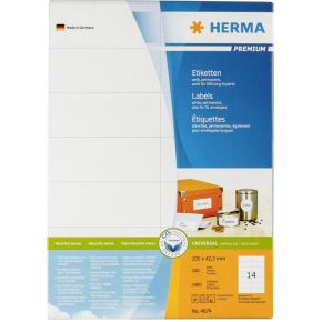 Image of HERMA Etiketten wit 105x42.3 Premium A4 1400 st.