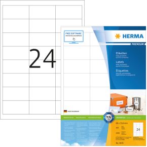 Image of HERMA Etiketten wit 66x33.8 Premium A4 2400 st.