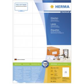 Image of HERMA Etiketten wit 70x42.3 Premium A4 4200 st.