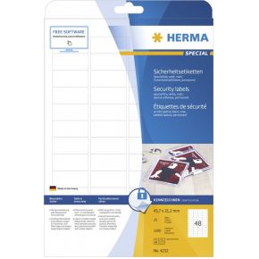 Image of HERMA Etiketten wit veiligheidsetiketten 45.7x21.2 A4 LC