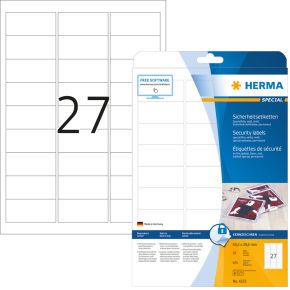 Image of HERMA Etiketten wit veiligheidsetiketten 63.5x29.6 A4 LC