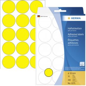 Image of Herma multif. etik. geel rond 32 32 vel 111x170 480 stuks 2271
