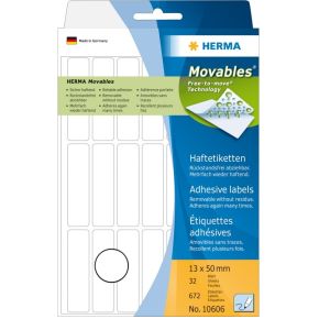Image of HERMA Zelfklevende etiketten wit Movables/verwijderbaar 13x50 mm 672 st.