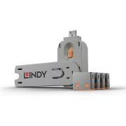 Lindy 40453 USB Port Blocker - Pack 4, Colour Code: Orange