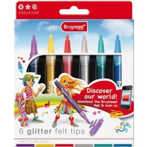 Image of Bruynzeel 6 Glitter felt tips