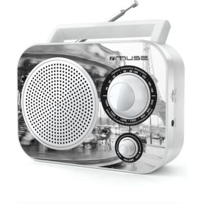 Image of Muse M-060 OP Portable radio AM FM met print van Parijs
