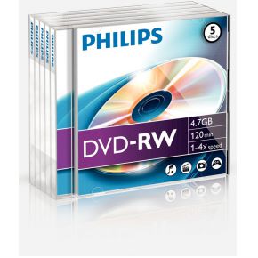 Image of Philips Dvd-rw 4x 4.7gb 5jewel